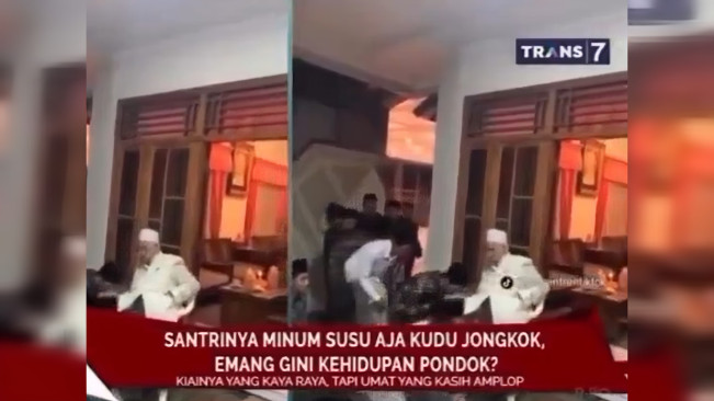 Tangkapan layar Trans7 yang dianggap menyakiti Ponpes Lirboyo. [X]